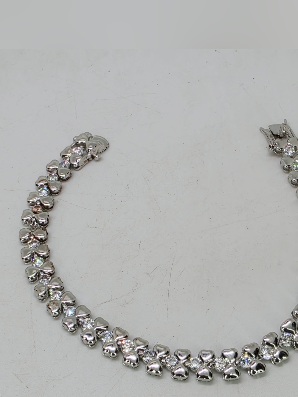Ross Simons Heart Bow Clover Cz Tennis Bracelet Coquette Romantic Bling Dainty